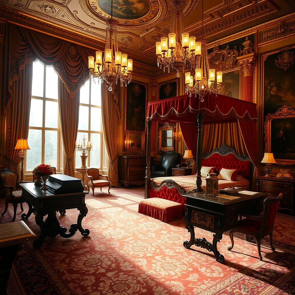 A luxurious royal room filled with opulent furnishings and rich decor
