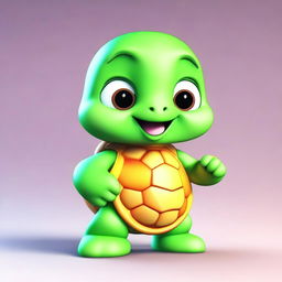 This is a 3D rendered image of an incredibly adorable cartoon baby girl turtle