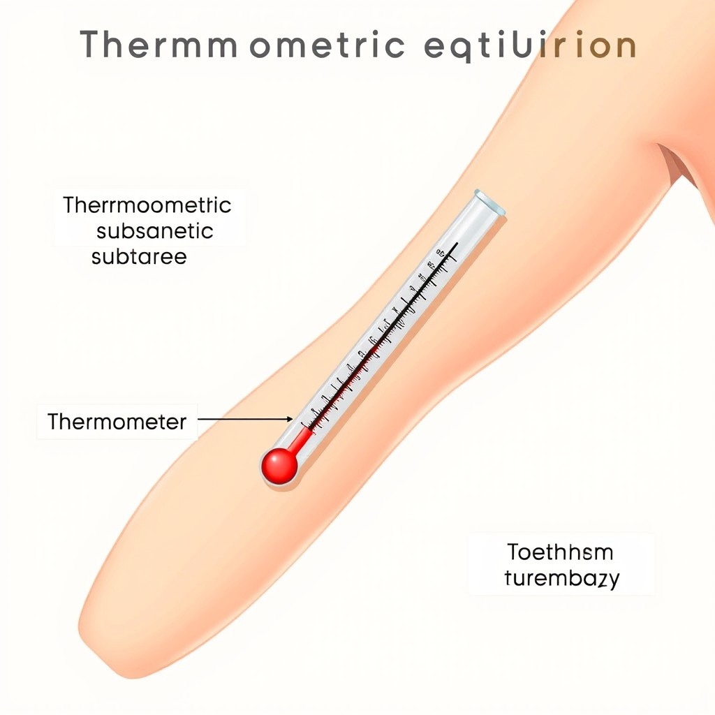 Educational Illustrations of Thermometer Use in Human Body