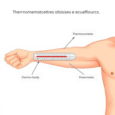 Educational Illustrations of Thermometer Use in Human Body