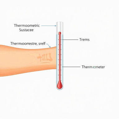 Educational Illustrations of Thermometer Use in Human Body