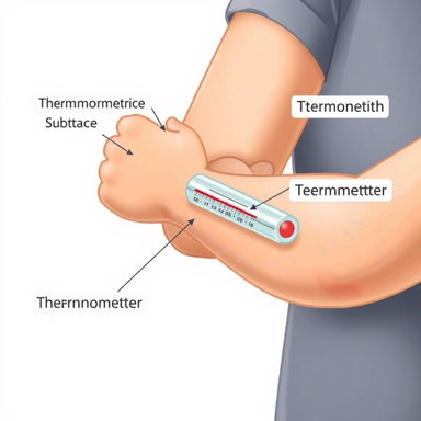 Educational Illustrations of Thermometer Use in Human Body