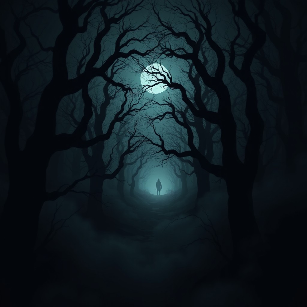 A haunting and atmospheric artwork representing black horror