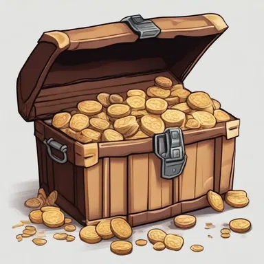 In the fantasy novel, the protagonist discovered a treasure chest filled with gobs of gold coins.