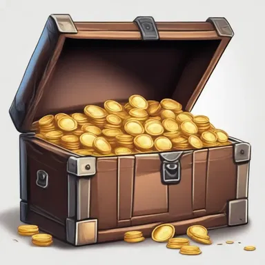 In the fantasy novel, the protagonist discovered a treasure chest filled with gobs of gold coins.