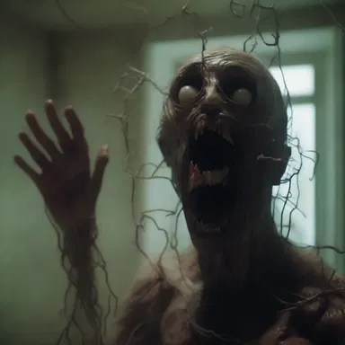 During the climactic scene of the horror movie, the dossel suddenly comes to life and ensnares the unsuspecting characters, creating a terrifying visual.