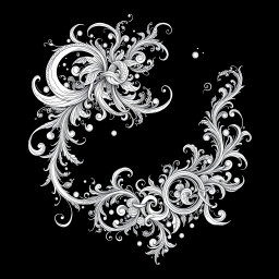 An intricate and abstract white drawing set against a stark black background, showcasing detailed patterns and shapes reminiscent of black metal album covers