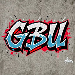 The letters GBU rendered in a bold, badass graffiti style