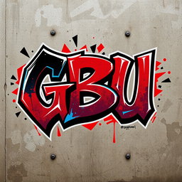 The letters GBU rendered in a bold, badass graffiti style