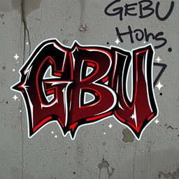 The letters GBU rendered in a bold, badass graffiti style