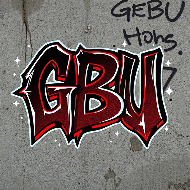 The letters GBU rendered in a bold, badass graffiti style