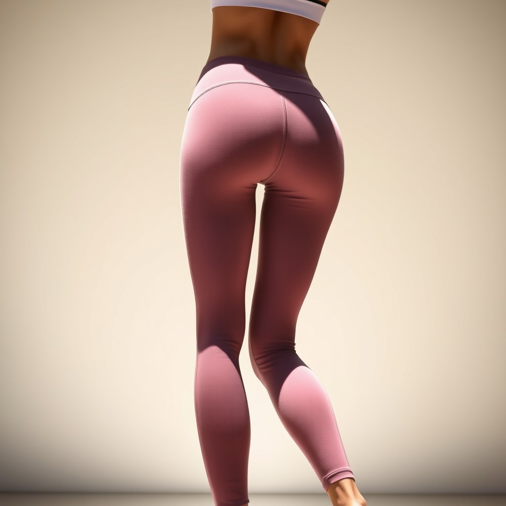 A stylized image focusing on a woman in fitted yoga pants, showcasing the aesthetic lines and curves of her silhouette