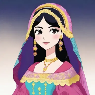 In the animated show, the female protagonist sported a colorful mantilla that matched her vibrant personality.