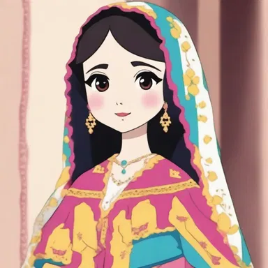 In the animated show, the female protagonist sported a colorful mantilla that matched her vibrant personality.