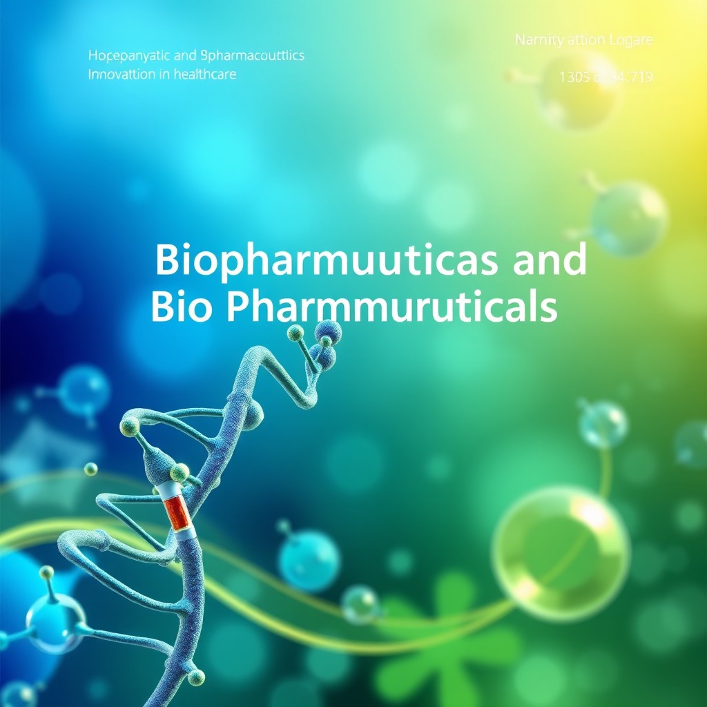 A visually striking cover page for a scientific publication focusing on biopharmaceuticals and pharmacokinetics