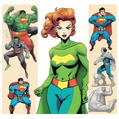 The illustrator drew colorful illustrations to bring the comic book characters to life.