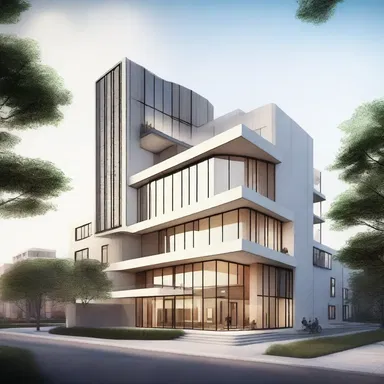 The architect used an illustration to showcase the design of the modern building.
