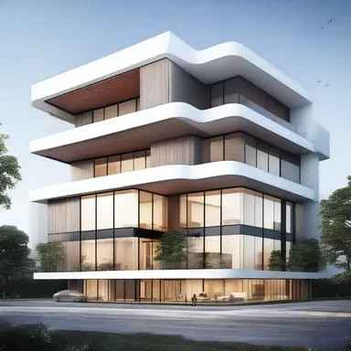 The architect used an illustration to showcase the design of the modern building.