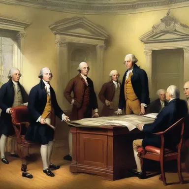 The textbook included an illustration depicting the signing of the Declaration of Independence.