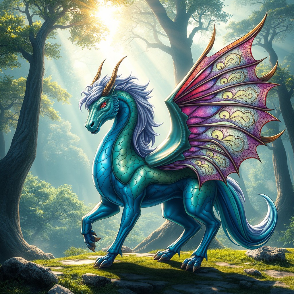 A stunning, high-resolution digital artwork of a mythical creature known as the "Ö", designed with intricate details and vibrant colors