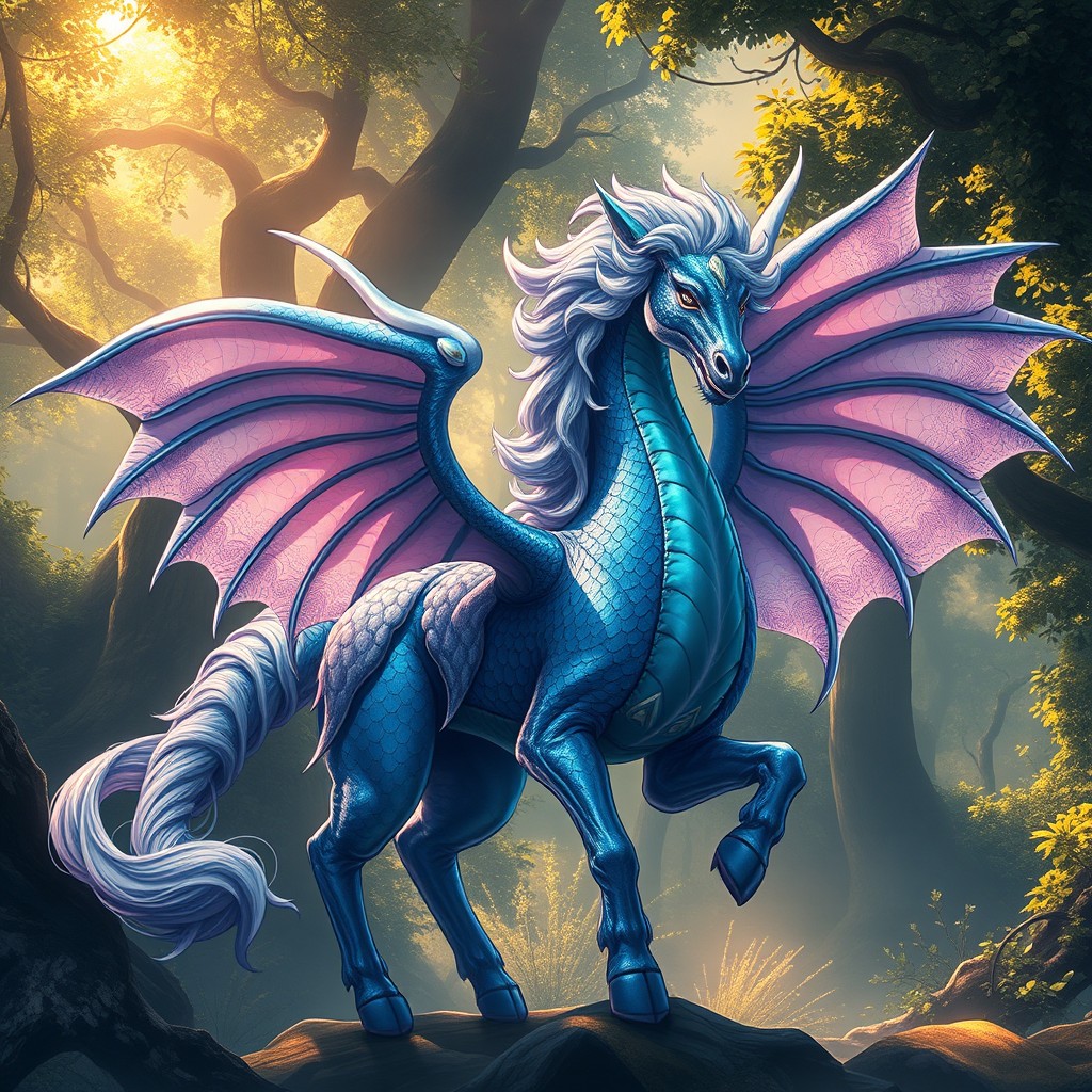 A stunning, high-resolution digital artwork of a mythical creature called "Ö", designed with intricate details and vibrant colors