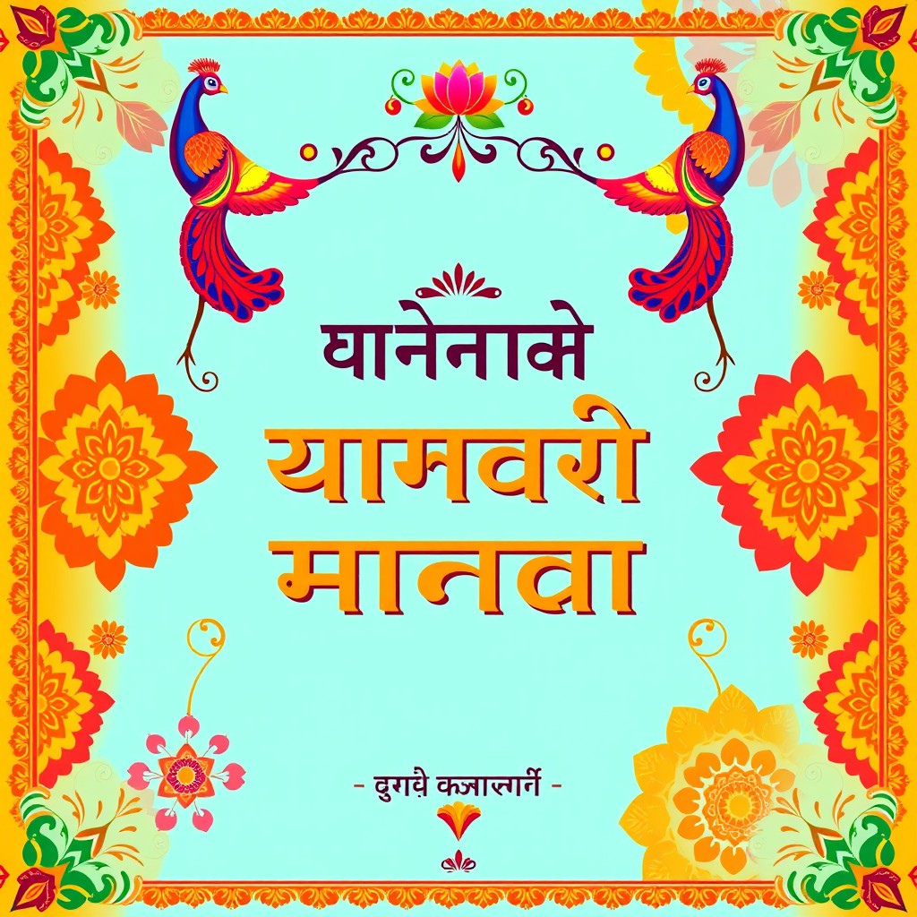 A vibrant and colorful cover page design for a Hindi literature book