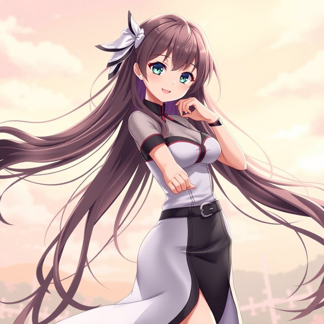 A beautiful anime-style female character, often referred to as a waifu, with long flowing hair, expressive eyes and an inviting smile