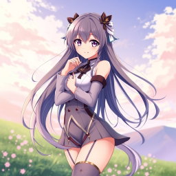 A beautiful anime-style female character, often referred to as a waifu, with long flowing hair, expressive eyes and an inviting smile