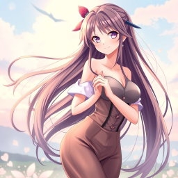 A beautiful anime-style female character, often referred to as a waifu, with long flowing hair, expressive eyes and an inviting smile