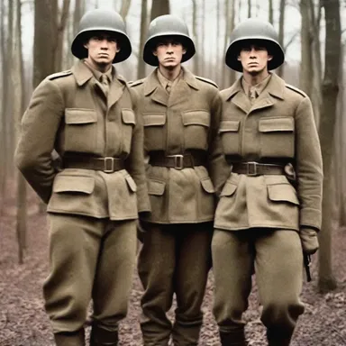 During the historical period of World War II, soldiers wore uniforms of brownish-grey color to camouflage in the battlefield.