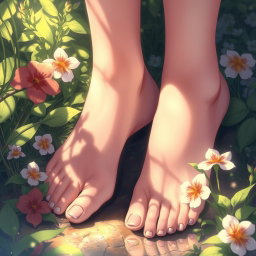 A beautifully detailed illustration focusing on artistic representation of anime-style feet