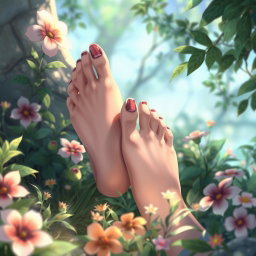 A beautifully detailed illustration focusing on artistic representation of anime-style feet