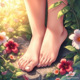A beautifully detailed illustration focusing on artistic representation of anime-style feet