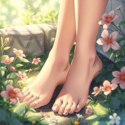 A beautifully detailed illustration focusing on artistic representation of anime-style feet