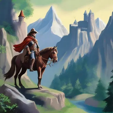 In the land of Eldoria, the mounter bravely climbed the treacherous mountain to reach the enchanted castle and fulfill the prophecy.