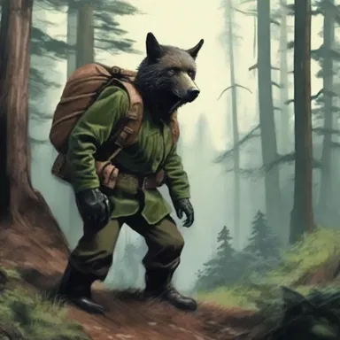 Lost in the dense forest, the mounter felt the presence of unseen eyes and heard eerie whispers surrounding them, fueling their fear as they hurriedly climbed the steep slope in search of safety.