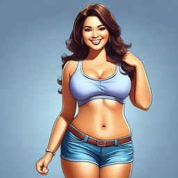 A digital art of an exceptionally attractive and curvaceous young woman