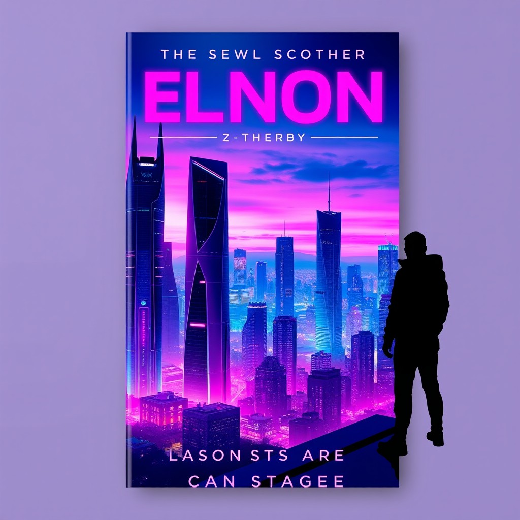 A vibrant and eye-catching ebook cover design that features a futuristic city skyline at dusk, with tall, sleek skyscrapers illuminated by neon colors