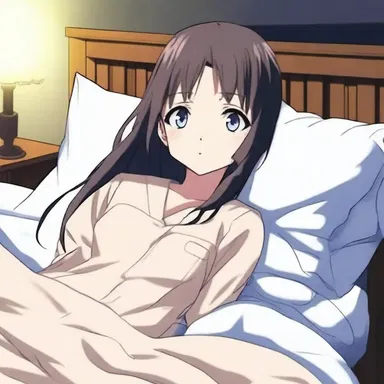 In the anime series, the main character would lie awake in bed, haunted by her past and unable to find peace.