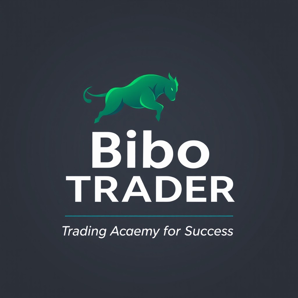A sleek and modern logo design for a forex trading brand called 'Bibo Trader'