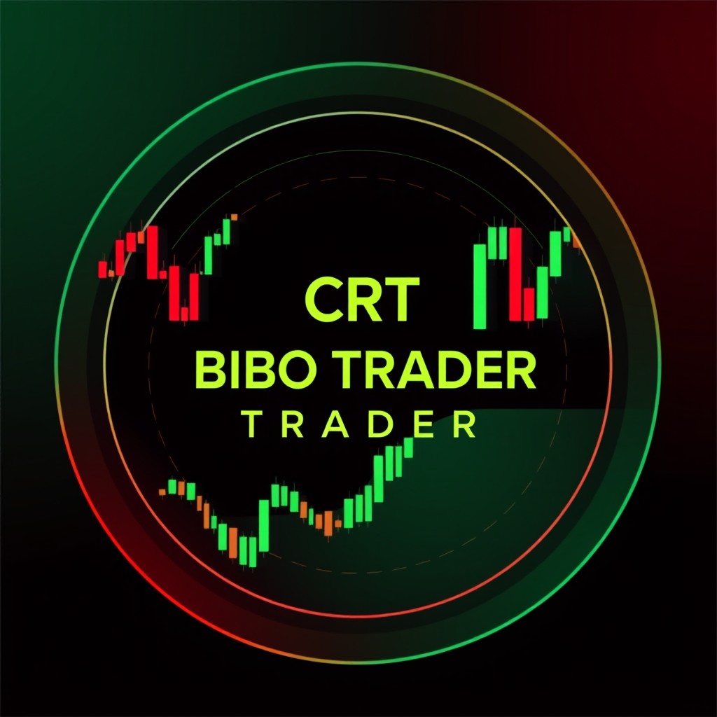 A sleek and professional round logo design featuring the text 'CRT BIBO TRADER' centered in the middle in bold, modern typography
