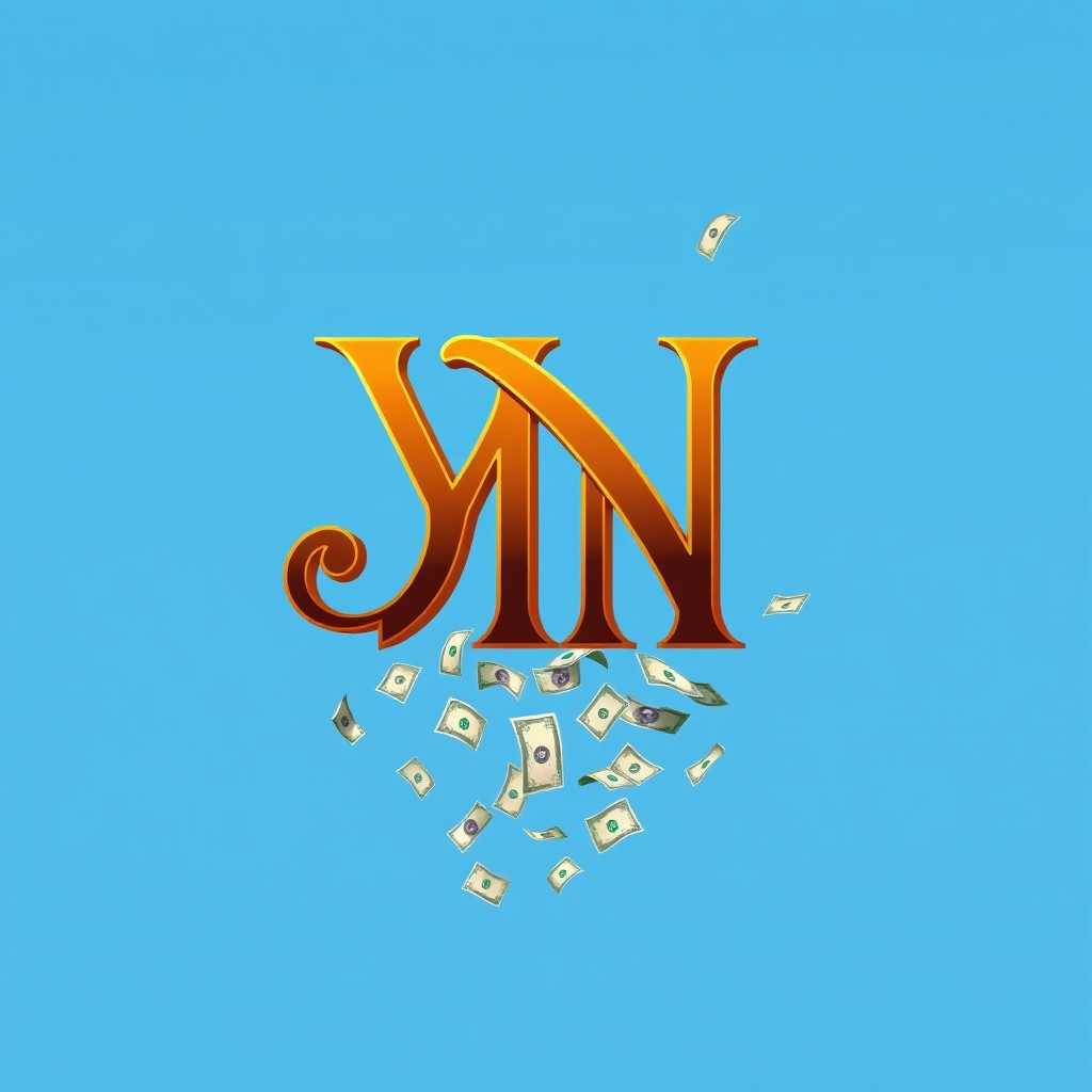 A logo design featuring the letters 'YN' elegantly crafted in brown and gold colors