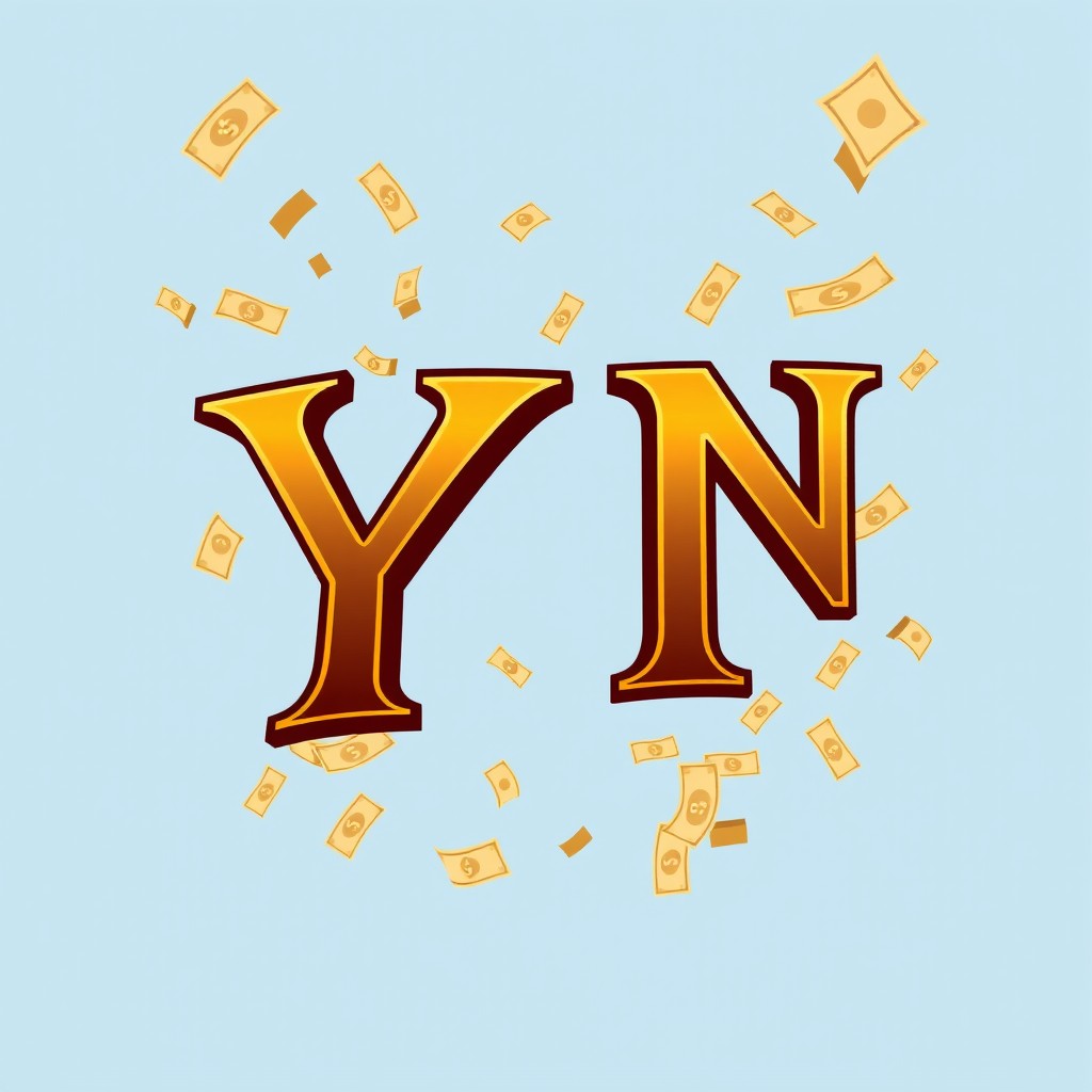 A stylish logo featuring the letters 'YN' in a rich brown and gold color scheme, set against a sky blue background
