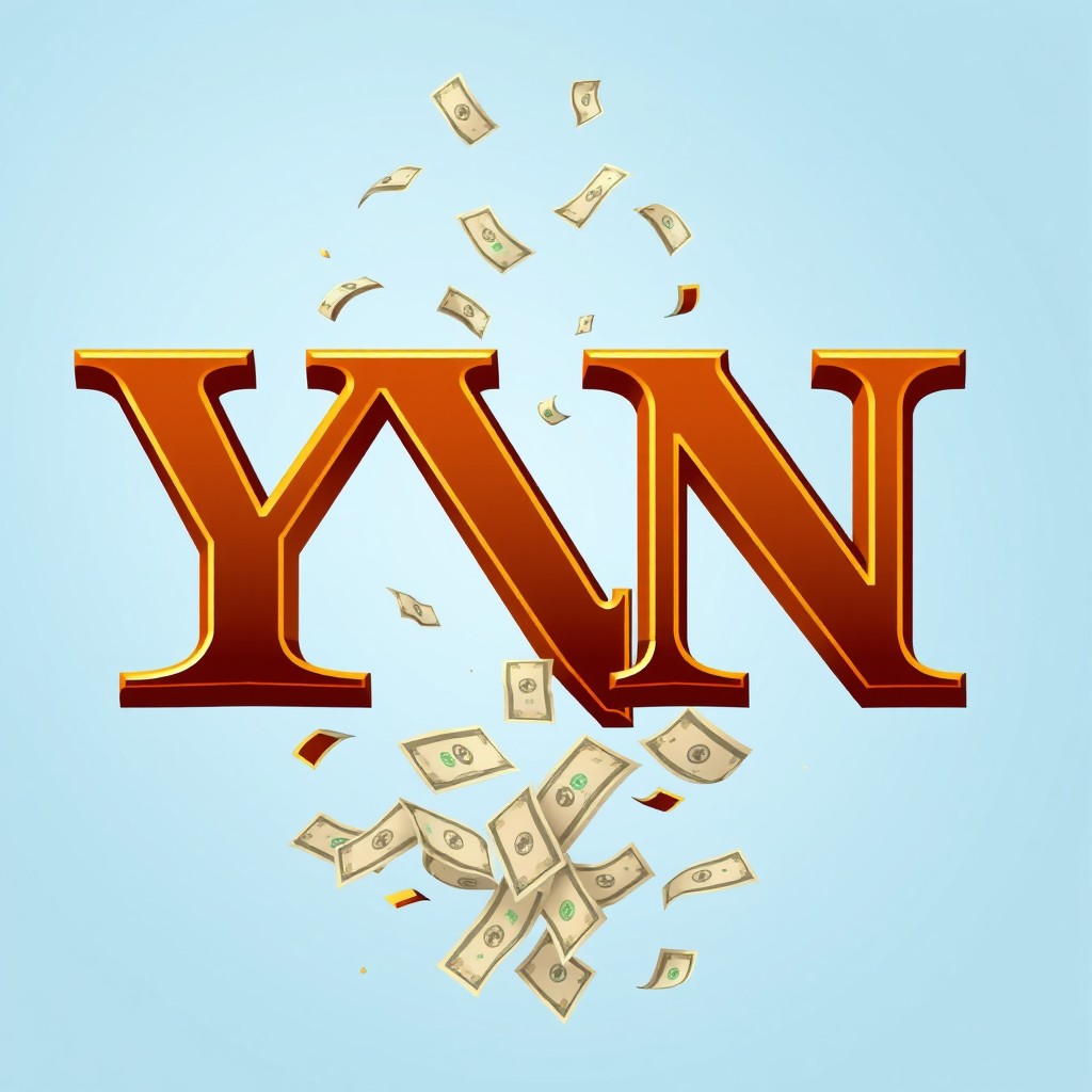 A logo design featuring the letters 'YN' stylized in elegant brown and gold colors
