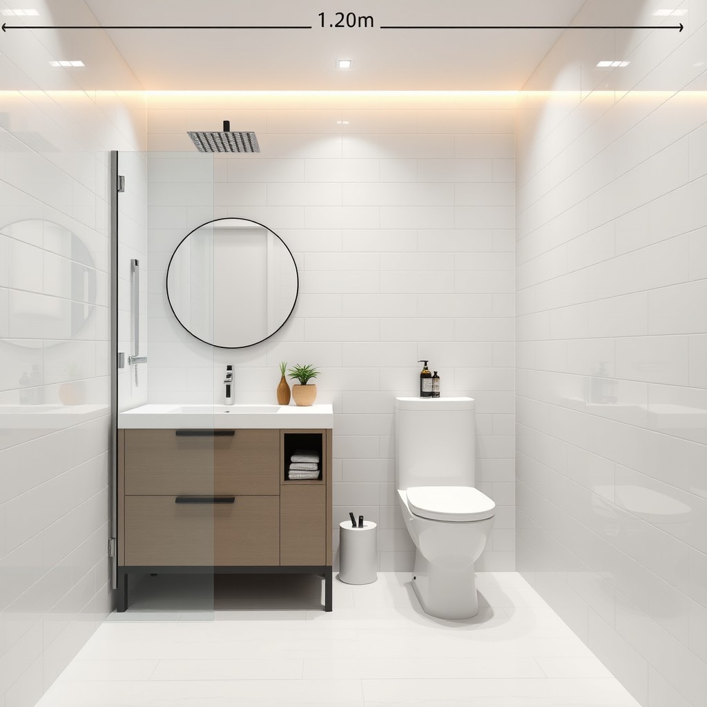 A modern bathroom design measuring 1