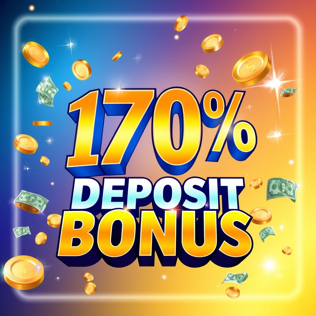 A captivating illustration promoting a 170% deposit bonus in a vibrant, eye-catching style
