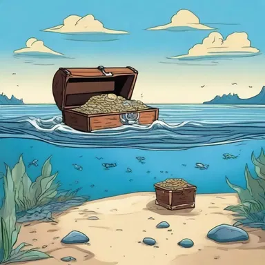 In the cartoon, the ocean tide ebb away, revealing a hidden treasure.