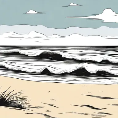 In the comic strip, the waves ebb away, leaving a sense of calm on the deserted beach.