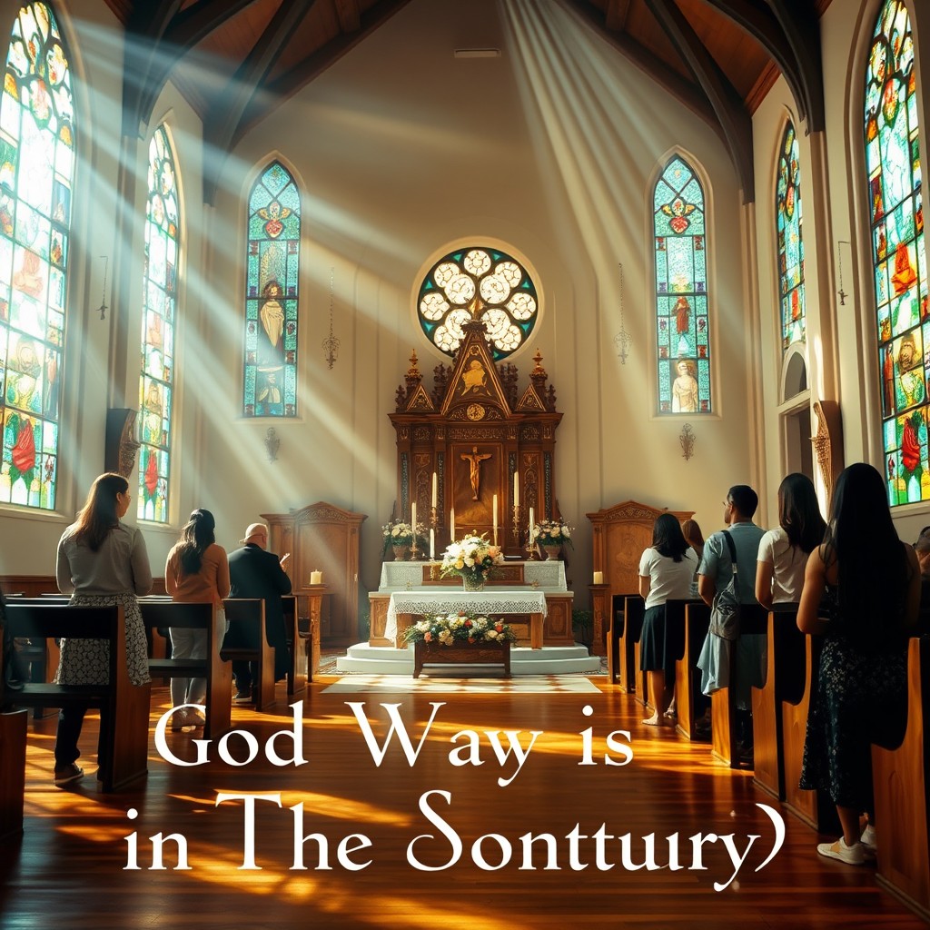 A serene and sacred interpretation of the phrase 'God's Way is in the Sanctuary'