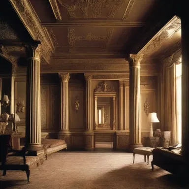 In the film, the elaborate architectural design was adorned with a thumb molding, adding an elegant touch to the set.
